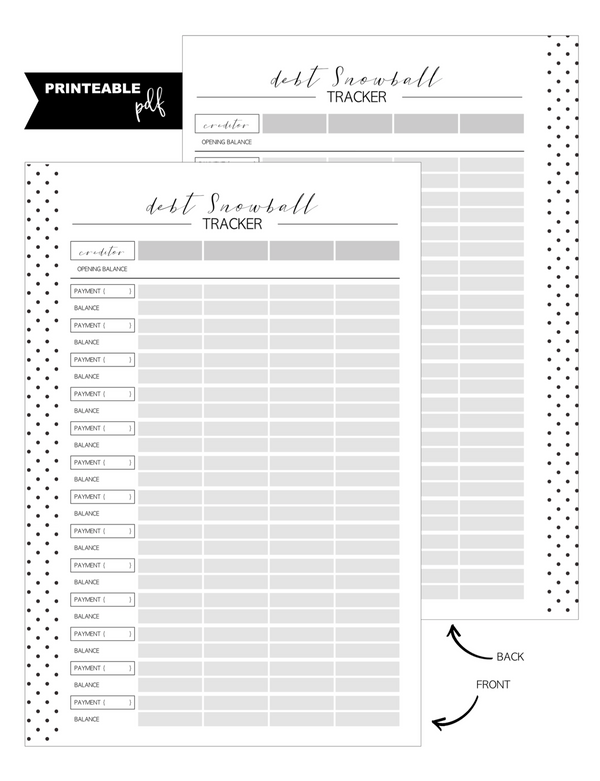 Snowball Debt Tracker Fill Paper