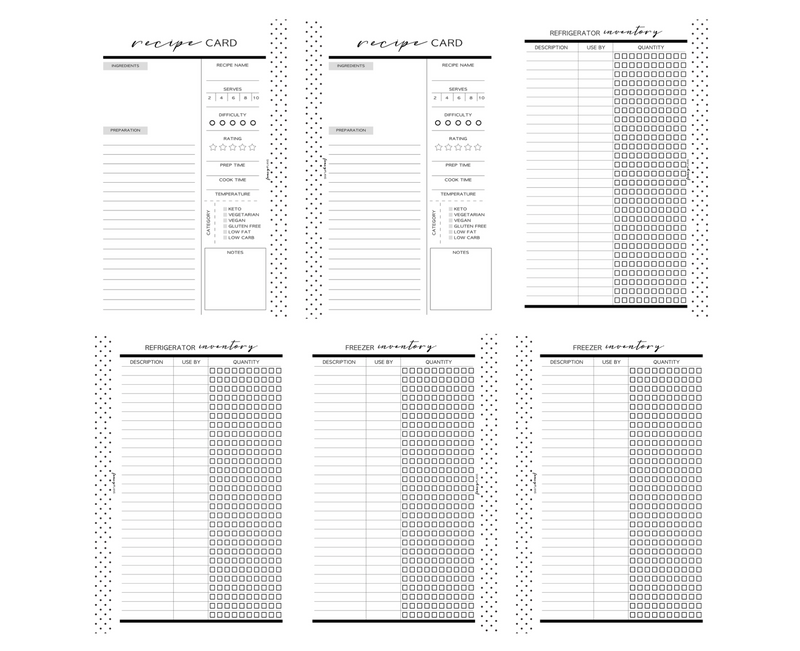 Monthly Meal Planner Inserts | Digital Download