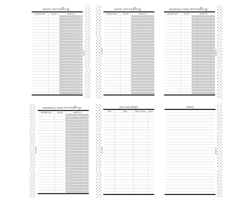 Monthly Meal Planner Inserts | Digital Download