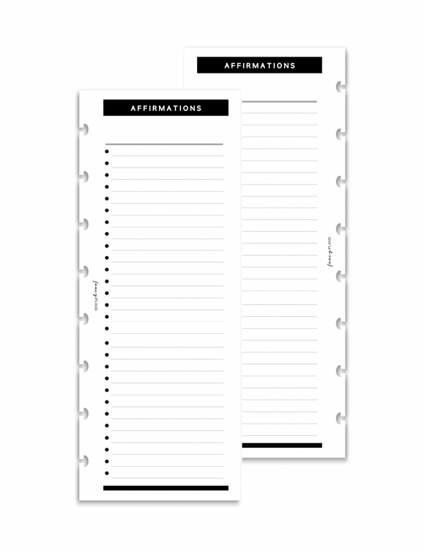 Affirmation Inserts | HALF SHEET