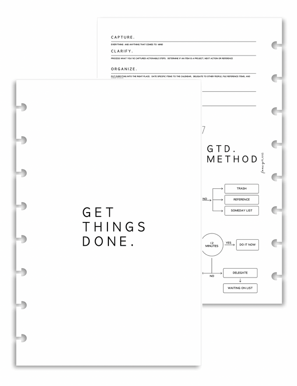 Get Things Done Method GTD Inserts