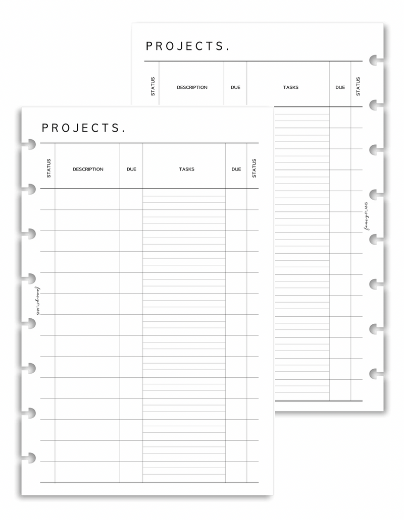 Project Tracker Inserts
