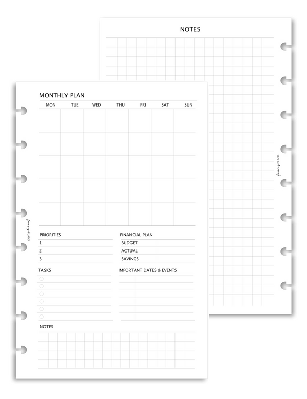 Monthly Plan Inserts