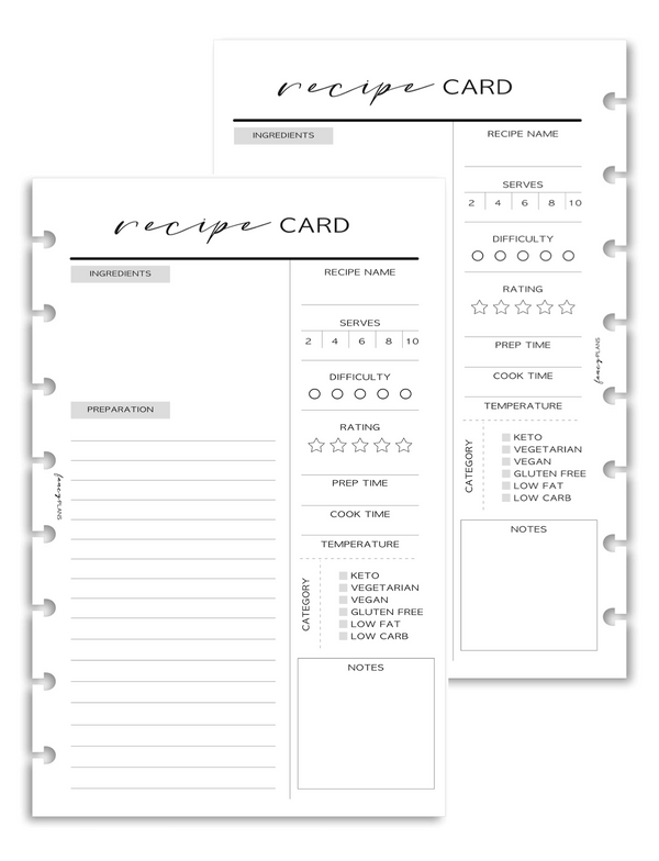 Recipe Card Inserts