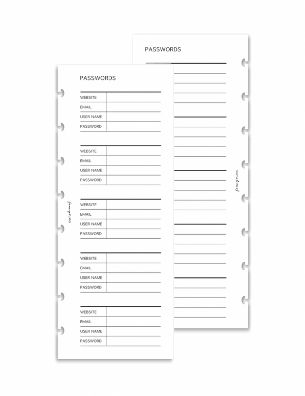 Passwords | Half Sheet