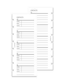 Contacts | Half Sheet