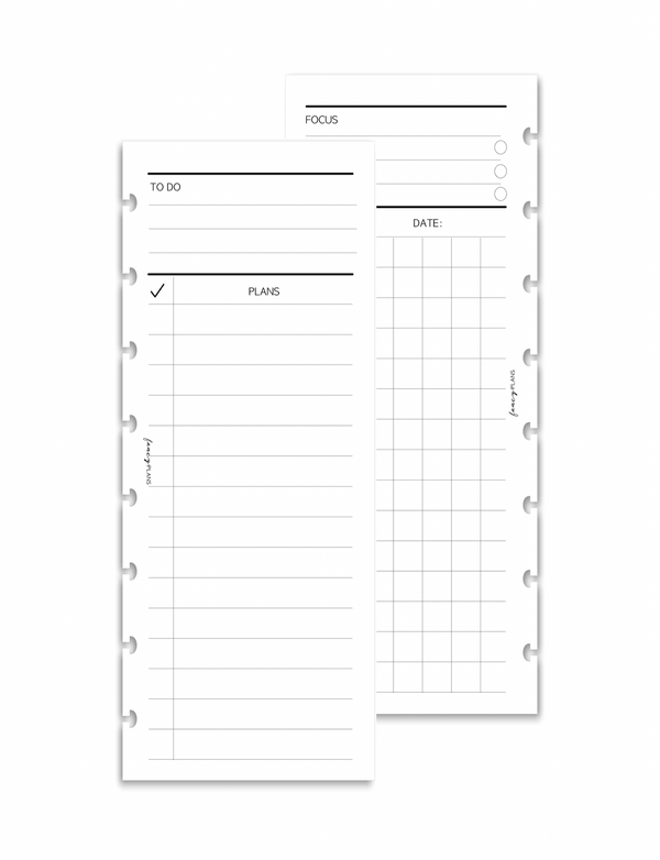 Daily Plans And Focus | Half Sheet