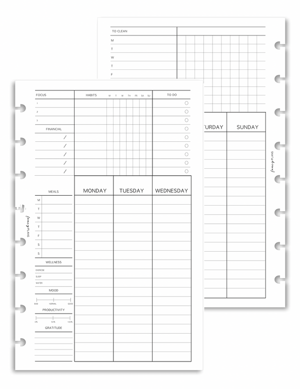 Weekly All In One Layout V2 MONDAY START | Un-Dated