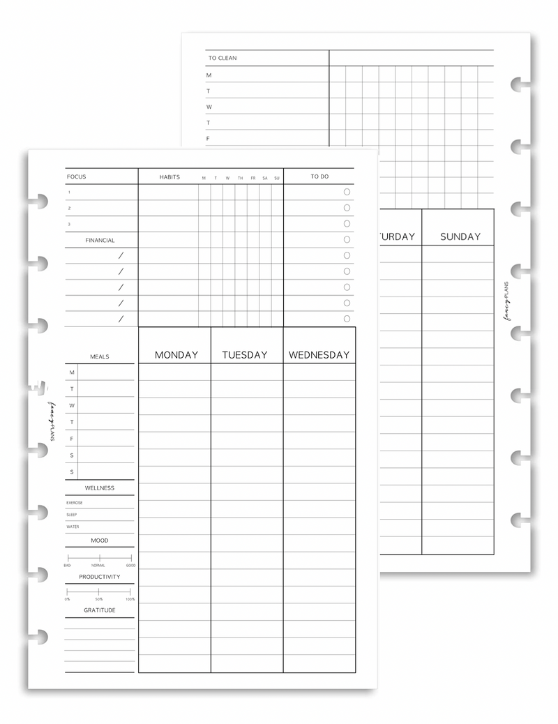 Monthly \ Weekly \ Daily All In One Layout MONDAY START | Digital Download