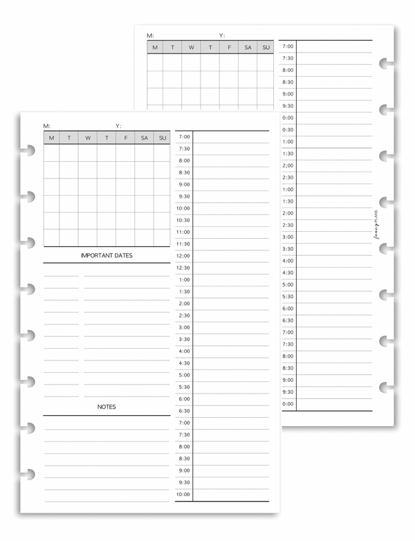 Monthly Schedule With Hourly