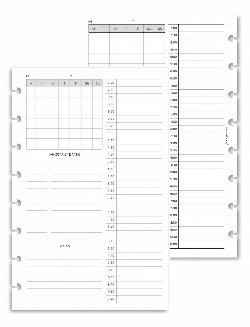 Monthly Schedule With Hourly