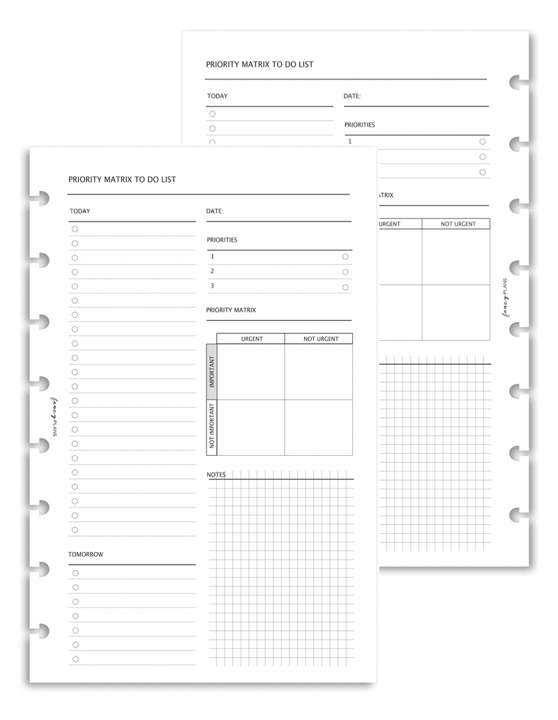 Priority Matrix To Do List