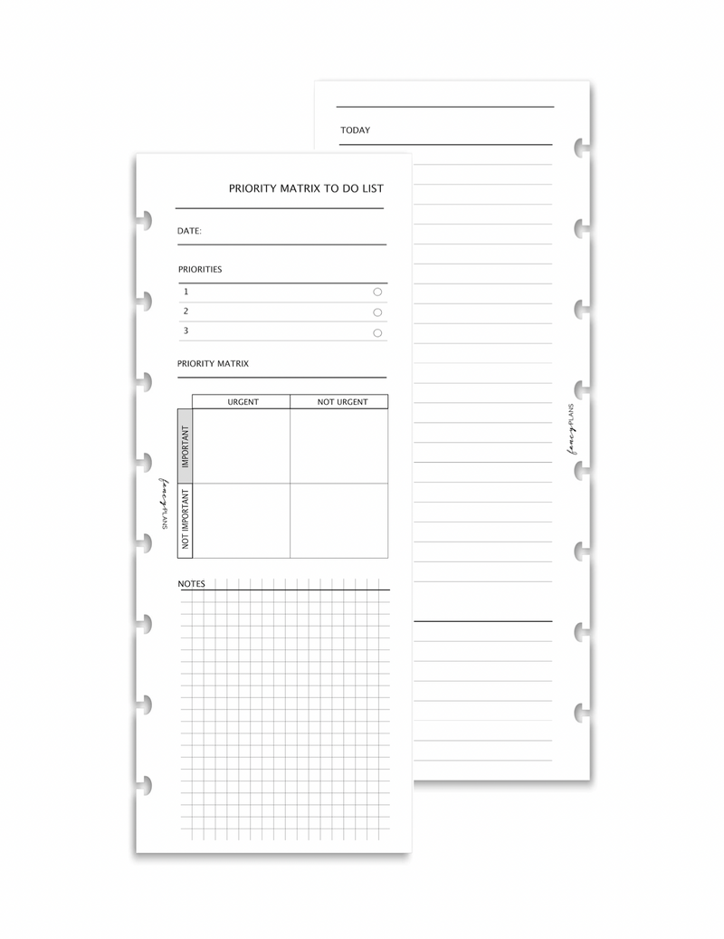 Priority Matrix To Do List | Half Sheet