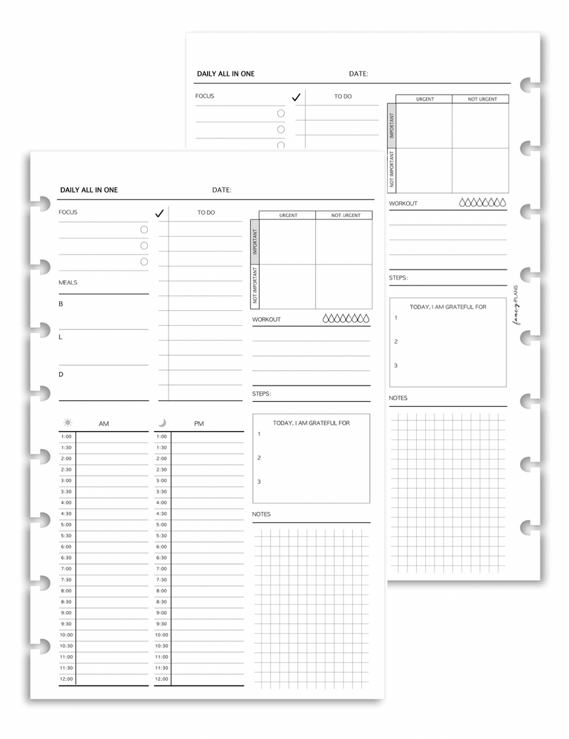 Monthly \ Weekly \ Daily All In One Layout MONDAY START | Un-Dated