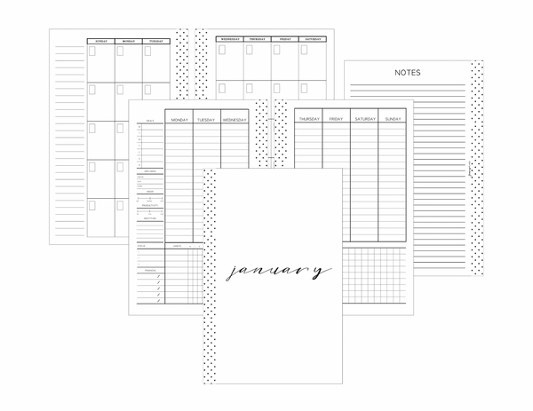 Weekly All In One Layout V2 INVERTED - MONDAY START | Un-Dated