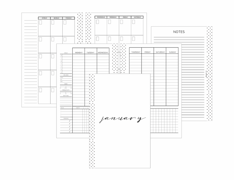 Weekly All In One Layout V2 INVERTED - MONDAY START | Un-Dated