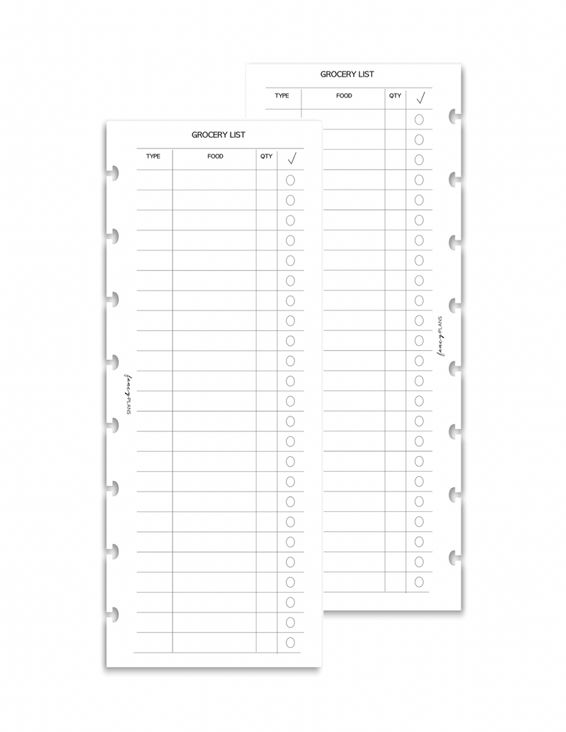 Categorized Grocery List | Half Sheet