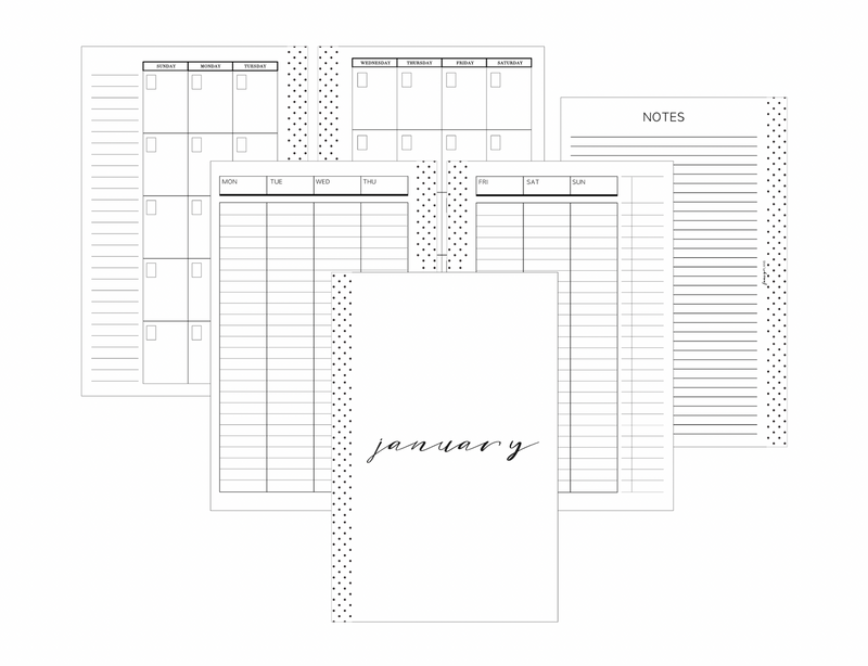 Lined Vertical Layout - MONDAY START | Un-Dated