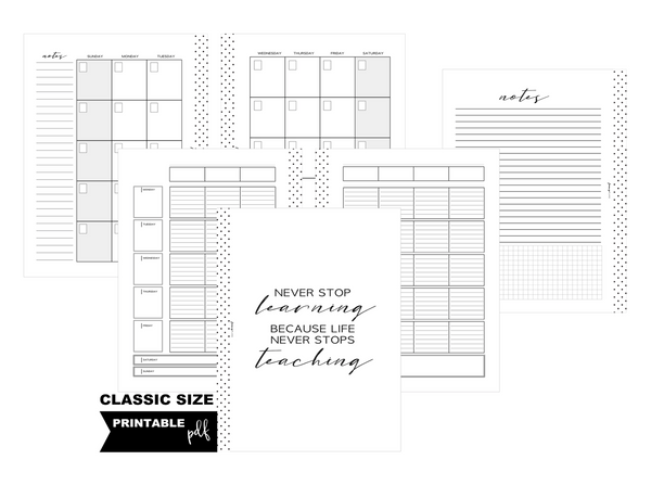 Classic School/Teacher Subject Style Inserts – Fancy Plans Co