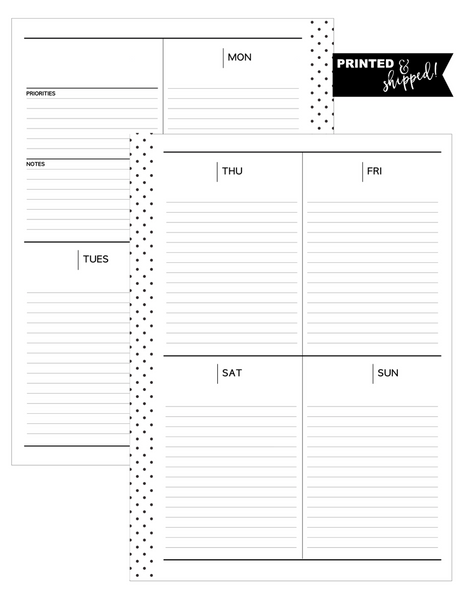 Vertical Week On 2 Planner Inserts MONDAY START [One Month] – Fancy ...