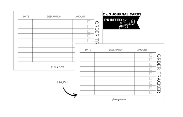 2 X 3 Order Tracker Journal Task Cards